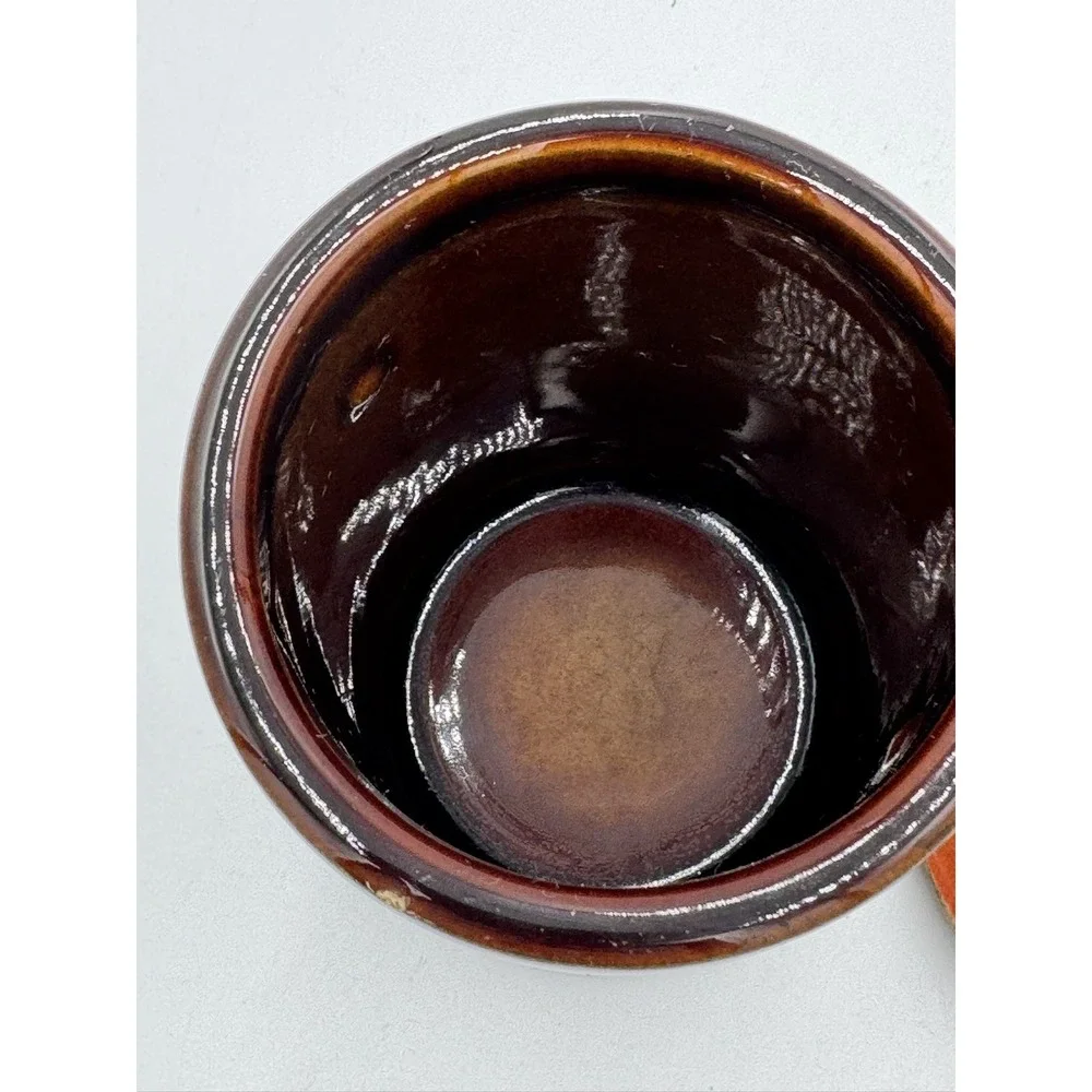 Vintage Brown Stoneware Canister Crock Wire Bail Lid Rustic Kitchen Storage